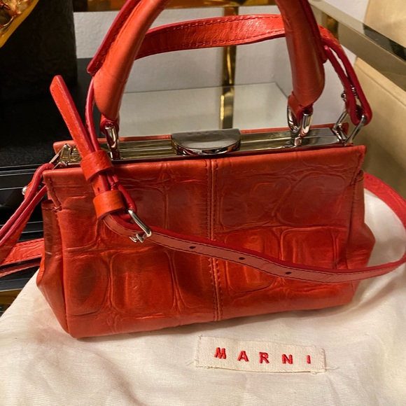 Marni Handbags - Marni Red Croc-Embossed Handbag